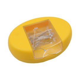 POFET Magnetic Pin Cushion with 50 Glass Head Quilting Pins Chic Pincushion Caddy for Sewing Pins, Paper Clips (Yellow)
