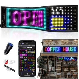 JDVOOTD Flexible LED Display Board, 47.5 x 12 cm LED Light Advertisement, Bluetooth Smart App LED Sign for Text, Graffiti, Car, Name Plate Truck, Bar, Advertising Board