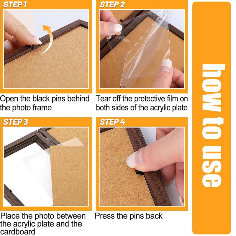 Hinged Picture Frames,Foldable Photo Frame,Folding Frame,Glass Photo Frame,with 180° Foldable