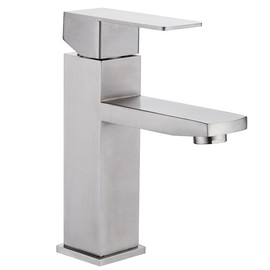 Turnaroundtech Basin Tap Stainless Steel Single Handle Cold and Hot Water with 2 Hoses Included Taps for Bathroom Sinks - Silver Contemporary Wall Mount Faucet