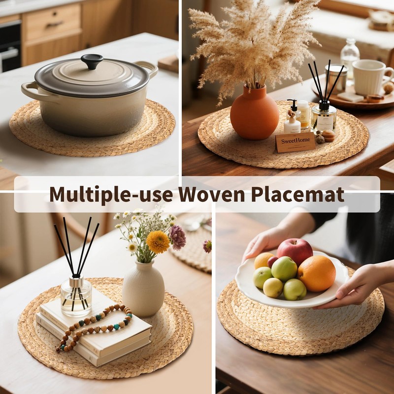 Handmade Boho Placemats Set of 6 | Natural Woven &