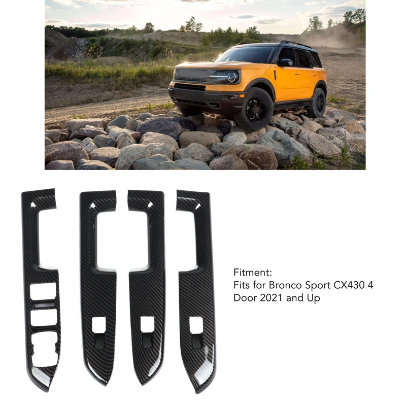 4 Pcs Door Window Control Panel Cover Carbon Fiber Style