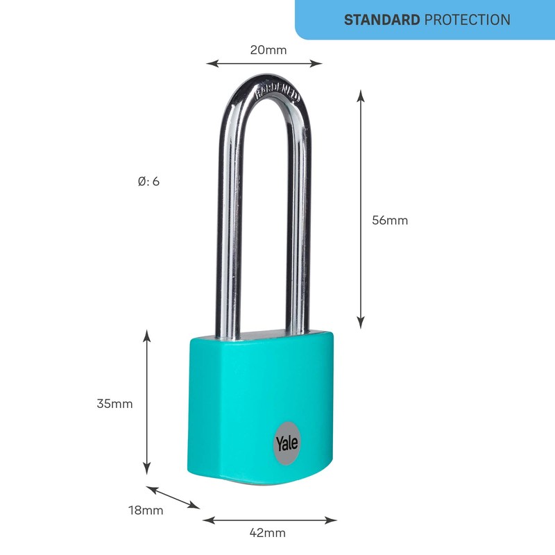 Yale - YE3B/38/156/1/TE Standardsicherheit 38 mm Aluminium Vorhängeschloss mit langem