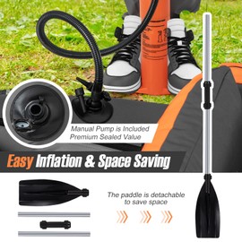 GYMAX Fishing Float Tube, 350lbs Inflatable Fishing Boat with Paddle, Pump, Flippers, Fish Hook Stators, Fish Ruler, Storage Pockets, Portable Backpack Belly Boat for Adults Fishing (Grey)