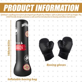 Standing Punch Bag, 160 cm Punch Bag Children, Standing Punch Bag, Punch Bag Children, Punching Ball Set, Punch Bag for Boys and Girls, Kickboxing, Karate, Boxing and Stress Relief