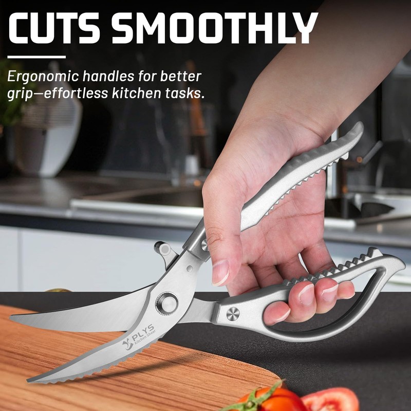 Kitchen Scissors for Chicken Poultry Shears: Heavy Duty Scissors Silver