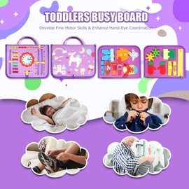 VISATOR Busy Board Montessori Toys For 3 4 5 6 7 8 Year Old Girls Boys Sensory Toys For Toddlers Preschool Educational Learning Toys Activity Board For Fine Motor Skills Kids Gifts Airplane Car Toys