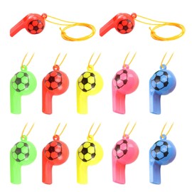 NyxSeat Pack of 12 Football Whistle, Plastic Whistle, Whistle Toy for Children, Toy Whistle, Sports Whistle, Football Whistle, Kids Training, Sports Whistle with Lanyard (Random Colour)