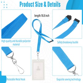 Patelai 60 Pcs Breakaway Lanyards with J Hook Bulk Flat for ID Badges Neck Badge Lanyards Card Nametag Holder Neck Straps (Light Blue)