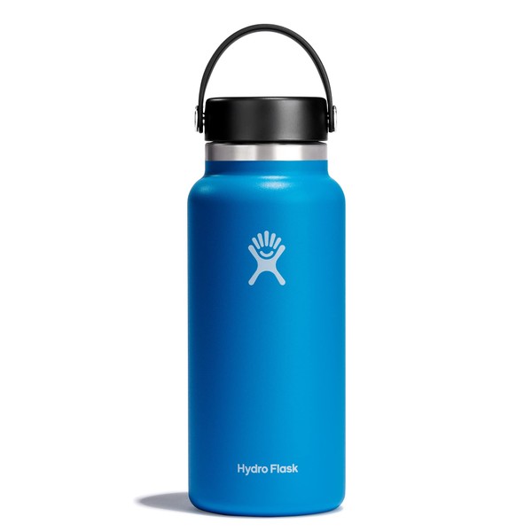 HYDRO FLASK - Water Bottle 946 ml (32 oz) - Vacuum Insulated Stainless Steel Water Bottle Flask with Leak Proof Flex Cap with Strap - BPA-Free - Wide Mouth - Pacific