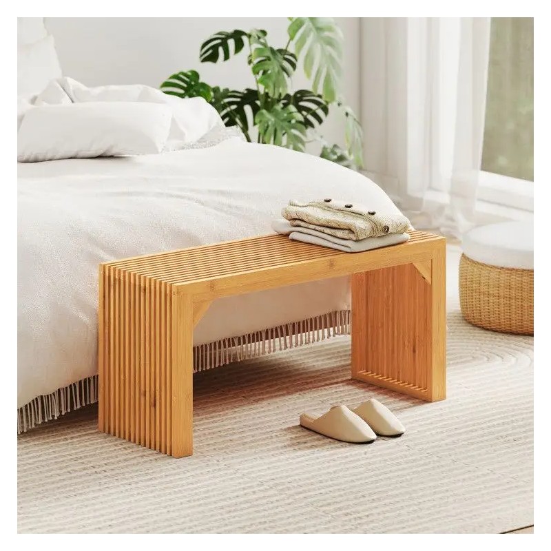 Solid Bamboo Dining and Entryway Bench Indoor and Outdoor Patio