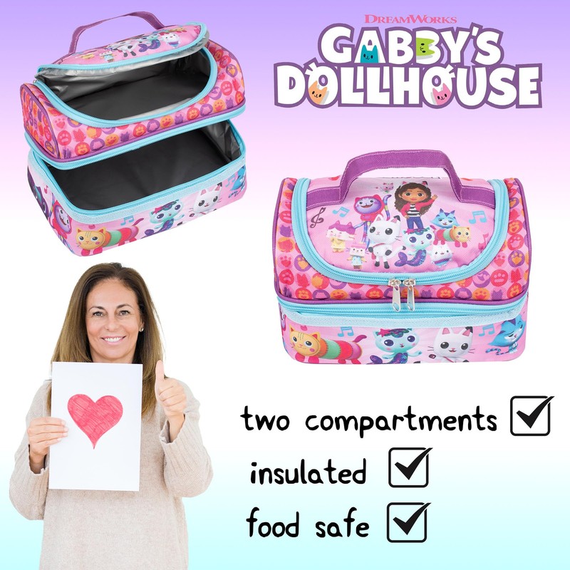 Gabby's Dollhouse - Lunch Bag for Kids - Multi-Compartment Snack