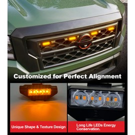 Luces de parrilla para Nissan Frontier 2022 2023 2024 luces LED de parrilla Rapto para accesorios de 3ª generación Frontier PRO 4X X S SV (amarillo)