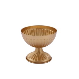 2 Gold 4 in Mini Compote Vases Ribbed Bowl Style Flower Pedestals Pots Wedding Party Reception Home Decorations Supplies