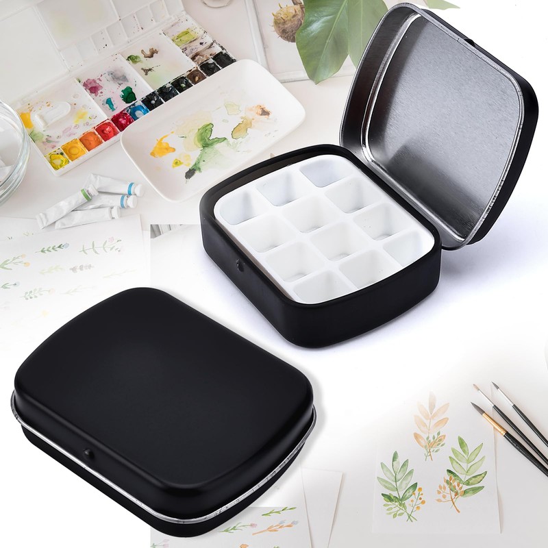 Ouligay 1 Pcs Empty Paint Tins Mini Watercolour Palette Multifunctional