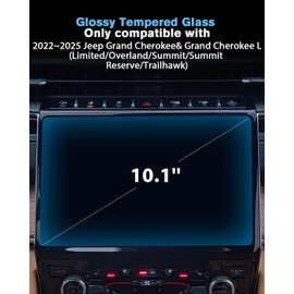 For 2022~2025 Jeep Grand Cherokee& Grand Cherokee L (Limited/Overland/Summit/Summit Reserve/Trailhawk) Screen Protector 10.1 Inch Glossy Tempered Glass Touchscreen *1 - No More Scratch&Fingerprint