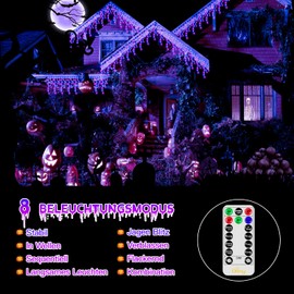 Ollny Icicle Fairy Lights Outdoor 12 m 486 LEDs Christmas Lighting Outdoor 81 Strings IP44 Waterproof 8 Modes with Remote Control Timer EU Plug for Gazebo Balcony Blue and Purple