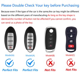 Ocezbiis for Nissan Key Fob Cover,Keychain,Zinc Alloy Protection Car Key Shell Case Compatible with Nissan Infiniti Holder Smart Remote Keyless Keyshell Accessories(for Nissan Style A Silver)
