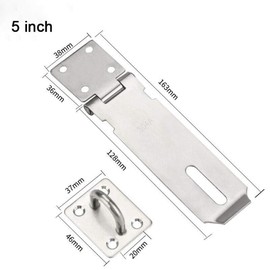 TOP-VIGOR 3Pcs Door Padlock Hasp, 5 inch Stainless Steel Heavy Duty Shed Lock Hasp, Door Clasp Gate Security Lock Latch Hinge for Internal External Door Cupboard Cabinet