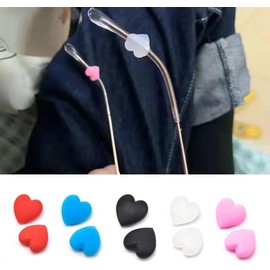 Jizlan 2 Pcs Eyeglasses Ear Grip Ear Hooks, Heart-Shaped Eyewear Retainers for Eyeglasses Sunglasses Reading Glasses (White)