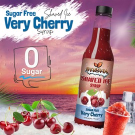 Syruvia Sugar-Free Snow Cone Syrup 12.7oz -0 Calorie Very Cherry Syrup For Shaved Ice, Snow Cones, Slushies, Italian Soda, Popsicles. Keto Friendly, Kosher, Dairy-Free.