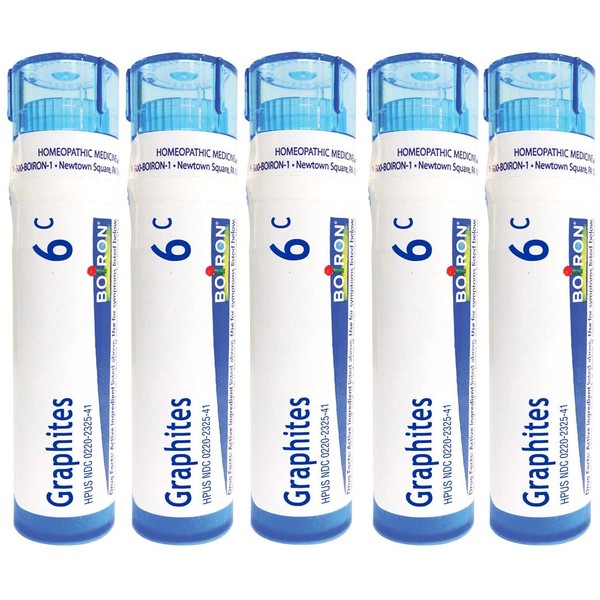 Boiron Homeopathic Medicine Graphites, 6C Pellets, 80-Count Tubes (Pack of 5)