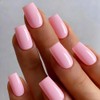 Uñas postizas de gel rosa bebé cuadradas medianas, uñas postizas
