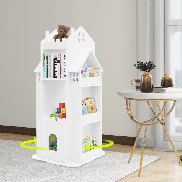 Unbranded 3 Tier Rotating Bookshelf Children Bookcase Kids Room Bedroom