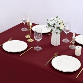 12 Pack Rectangle Tablecloth 60 x 126 inch Burgundy Polyester Table Cloth for 8 FT Tables,Washable Fabric Stain and Wrinkle Resistant Table Cover Table Clothes for Wedding Parties Banquet Kitchen