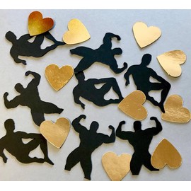 100Pcs Black Gold Hen Party Accessories Confetti - Bachelorette Celebration Supplies Kit with Table Scatters & Bag Fillers for Bridal Showers,Gender Reveal & Hen Events Decoration Sprinkling Paper