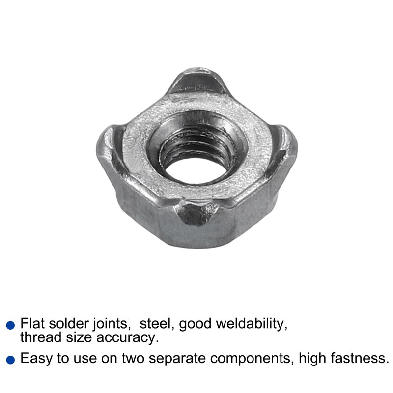 sourcing map Weld Nuts, M4 Square UNC Carbon Steel Machine