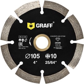 4 Inch Diamond Blade for Angle Grinder — Diamond Cutting Wheel for Cutting Stone, Marble, Granite, Brick, Masonry, Paving Flag, Concrete — Diamond Saw Blades Segment Height 0.394” (10 mm) — GRAFF
