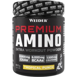 Weider Premium Amino Powder, Tropical, Intra Workout, 8,000mg EAA's, 6,000mg BCAA's, Glutamine, Plus Electrolytes, 800g