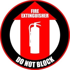 Fire Extinguisher Do Not Block Anti Slip Floor Sign Sticker Decal 12", Red,