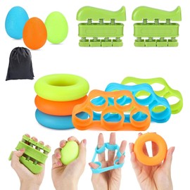 WADY 11 PCS Ejercitador de Agarre Ajustable 6.6-88 lb, Ejercicio de Fuerza para Dedos y Articulaciones, Alivio del Estrés, Entrenamiento Muscular de Antebrazo, Kit de Fitness Unisex para Hombres y Mujeres.