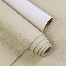 GoldWheel 1.6mm Thick Marine Vinyl Fabric Heavy Duty Waterproof Synthetic Leather Sheets 26" Wide by 24" Anti-UV,Non-Peeling for Boat Auto Home Upholstery Crafts DIY Sewings Sofa Handbag, Beige