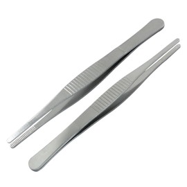 Cionyce 2 Pcs 5 Inch Stainless Steel Forceps, Straight Metal Tweezers General Application for Kitchen, Crafts, Plants