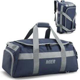 MIER Gym Bag for Men Large Duffel Backpack with Shoe Compartment, 60L Convertible Duffle Bags Weekender Overnight Bag for Gym Sports Travel, Blue