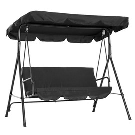 Double People Outdoor Garden Waterproof Swing Sunshade Cover Canopy Shade Cloth 142x120x18cmBlack