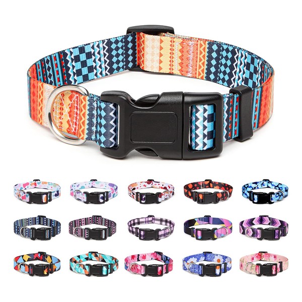 Suredoo Adjustable Nylon Dog Collar with Patterns, Soft Comfy Pet