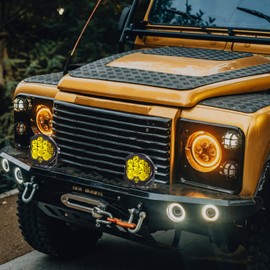 LIGBT 2PCS 5 Inch Amber Yellow Round LED Offroad Light with DRL 90W LED Light Pods 270° Wide Range Super Bright Side Shooter for Pickup Truck ATV UTV SUV