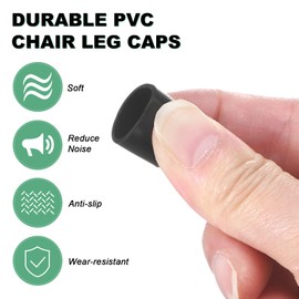 M METERXITY 12-Pack Chair Leg Caps, 1/2 Inch(13mm) PVC Chair Leg Floor Protectors for Folding Chairs/Metal Chairs/Furniture Table/Hardwood Floors, Round Non-Slip Cover End Tips [Black]