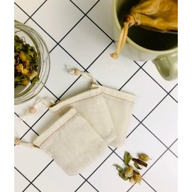 (3 pack) Tea Filter Bags Cotton Reusable Tea Filter Bag - Washable filter, Organic, Ecological, 100% Unbleached Cotton (Cup 3 pack)