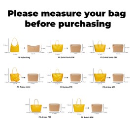 DGAZ Lightweight Purse Organizer Insert for Goyard-HoboBags,silk and DupontPaper handbag inner for Luxury Bag(Chai,HoboBag)