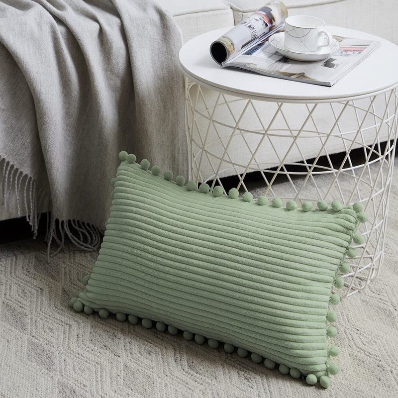 Fancy Homi 2 Pack Sage Green Lumbar Decorative Throw Pillow
