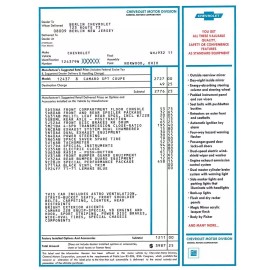 Camaro 1967-69 Custom Reproduction Dealer Manufacturer’s Retail Window Sticker