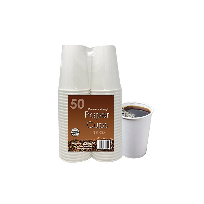 White Paper Hot Coffee Tea Drinking Cups 12oz.- 350ml. (Pack