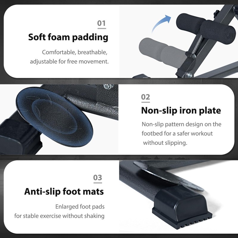 SogesPower Roman Chair Back Extension Machine, Hyperextension Bench for Hamstring,Adjustable