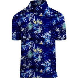 Actflare Polo Shirts for Men Moisture Wicking Quick-Dry Pattern Print Performance Polo Shirts for Men Dark Tropic L