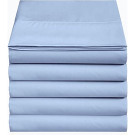 4U'LIFE Flat Sheets(5-Pack)-Ultra Soft & Comfortable Microfiber (Light Blue, 5-Pack Twin)
